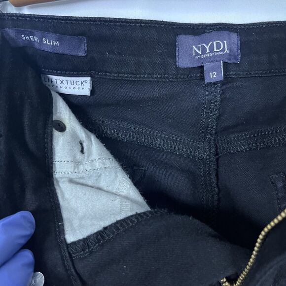 NYDJ Jeans Women's Size 12 Black Sheri Slim Lift Tuck Technology Stretch - Picture 2 of 10